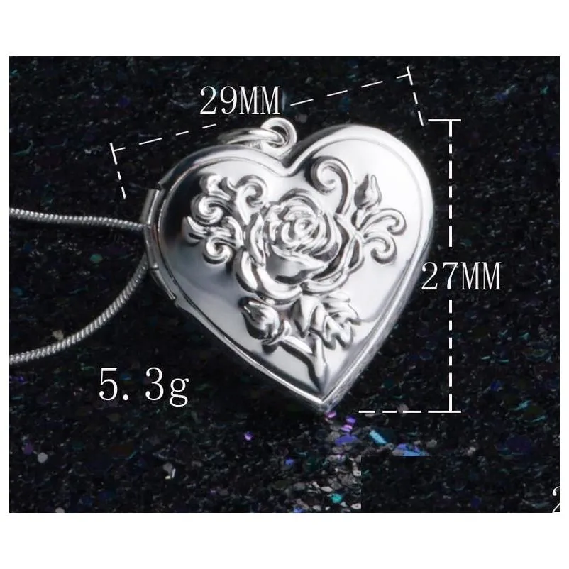 Lockets 15 Styles Plating 925 Sier Plated Heart And Cross Circar Love Ellipse Square Pendant Necklace Po Locket Drop Delivery Jewelry Dhtre