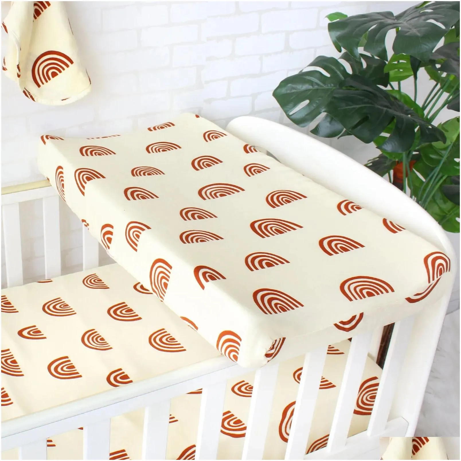 Changing Pads Covers Pad Cover Print Elastic Fitted Crib Sheet Infant Toddler Bed Nursery Unisex Diaper Change Table 231202