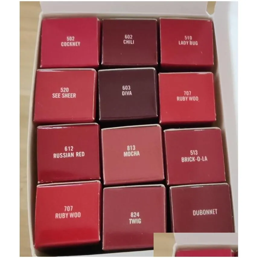 satin Lipstick Rouge A levres 13 Colors Lustre M Brand Lipstick with Series Numbers aluminum tube New Package