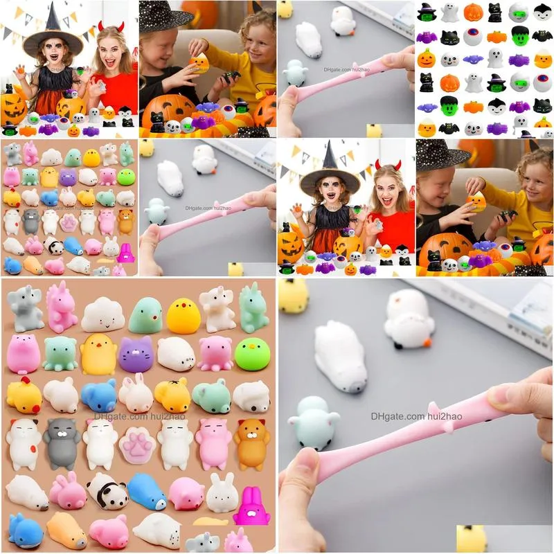 party favor mini squishy toys mochi squishies halloween kawaii animal pattern stress relief squeeze toy for kids birthday gifts