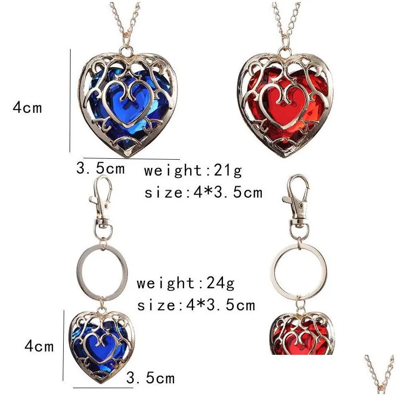 Key Rings Legend Of Keychain Fashion Love Heart Shape Pendant Key Rings Bag Charms Car Keys Holder With Rhinestone Chain Necklace Gift Dhth4