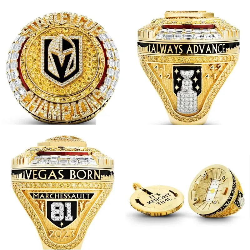 2022 2023 golden knights  cup team champions championship ring with wooden display box souvenir men fan gift drop 