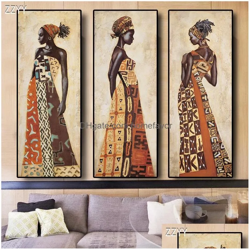 abstract african black woman canvas oil painting print poster character wall art picture for living room home cuadros decoration214a