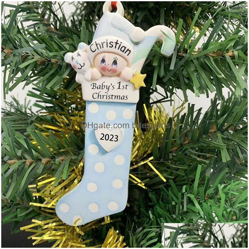 Christmas Decorations 2023 Baby Girls First Christmas Decor Alloy Tree Sock Decorations Drop Delivery Home Garden Festive Party Suppli Dhpc0