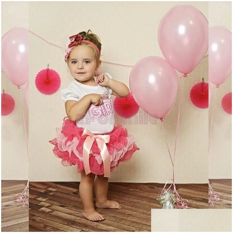 Little Birthday Girl Clothing Sets For Summer Embroidery Letter Pure Cotton Tshirt Tutu Cake Skirt 2pcs Baby Kids Suits 90-130 T577