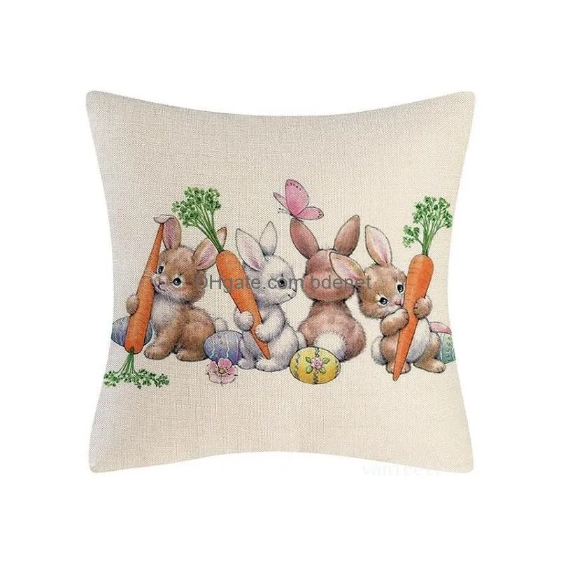 Cushion/Decorative Pillow Stock Easter Pillow Case Bunny Colored Egg Er Household Products Decorative Xu Drop Delivery Home Garden Hom Dhn0U