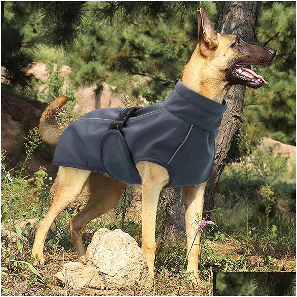 Dog Apparel Waterproof Dog Vest Clothes Warm Padded Pet Winter Clothing Jacket Coat Large Dogs Labrador Outfit With Reflective Nylon Rope