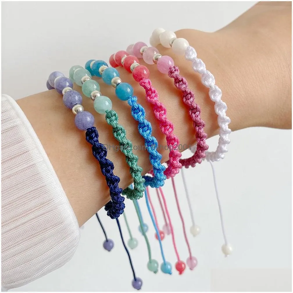 natural stone hand woven adjustable bracelet colors string rope braided friendship bracelets for women jewelry