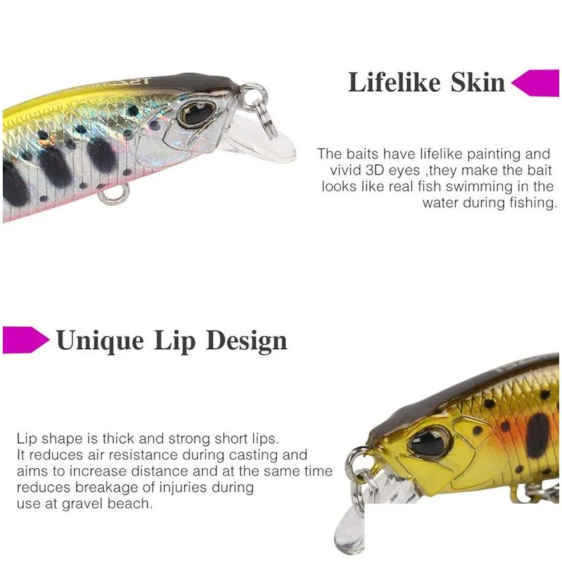 10pcs/lot 5g 5cm minnow fishing lure laser hard artificial baits 3d eyes fishing tackle