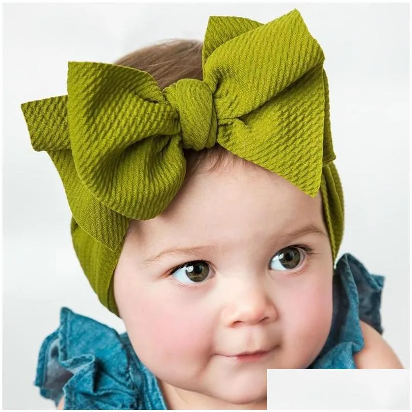 Fashion Baby Girls big bow headbands Elastic Bowknot hairbands headwear Kids headdress head bands newborn Turban Head Wraps WKHA01