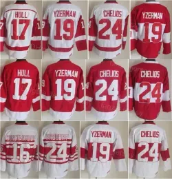 Men Vintage Ice Hockey Retro 17 Brett Hull Jerseys 19 Steve Yzerman 16 Vladimir Konstantinov 24 Chris Chelios 91 Sergei Fedorov 75th Anniver