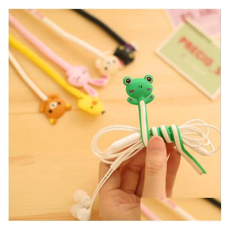 Cartoon buttoned Animals Fixed Line Clamp Cable Wire Organizer Clip Tidy Cord Holder Bobbin Winder Kids Eeducational Toy