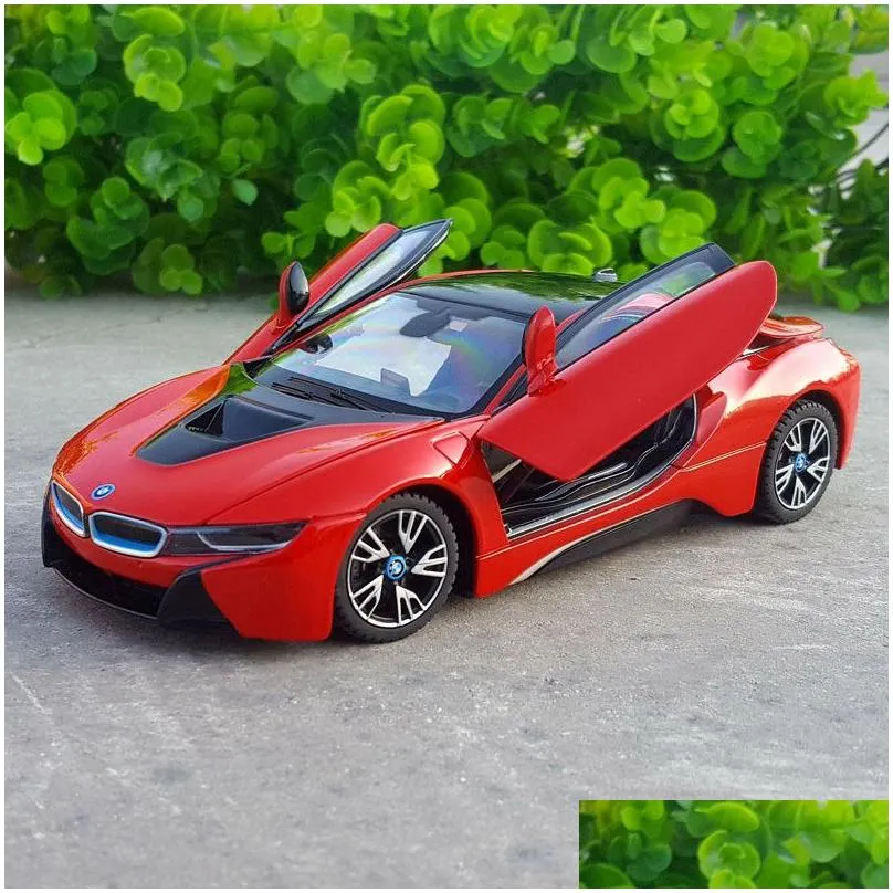 Electric/Rc Car Electric Rc Car 1 24 I8 Super Sports Metal Model Decoration High Simation Alloy Boy Toy Collection Gift F265 220829 Dr Dhxaa