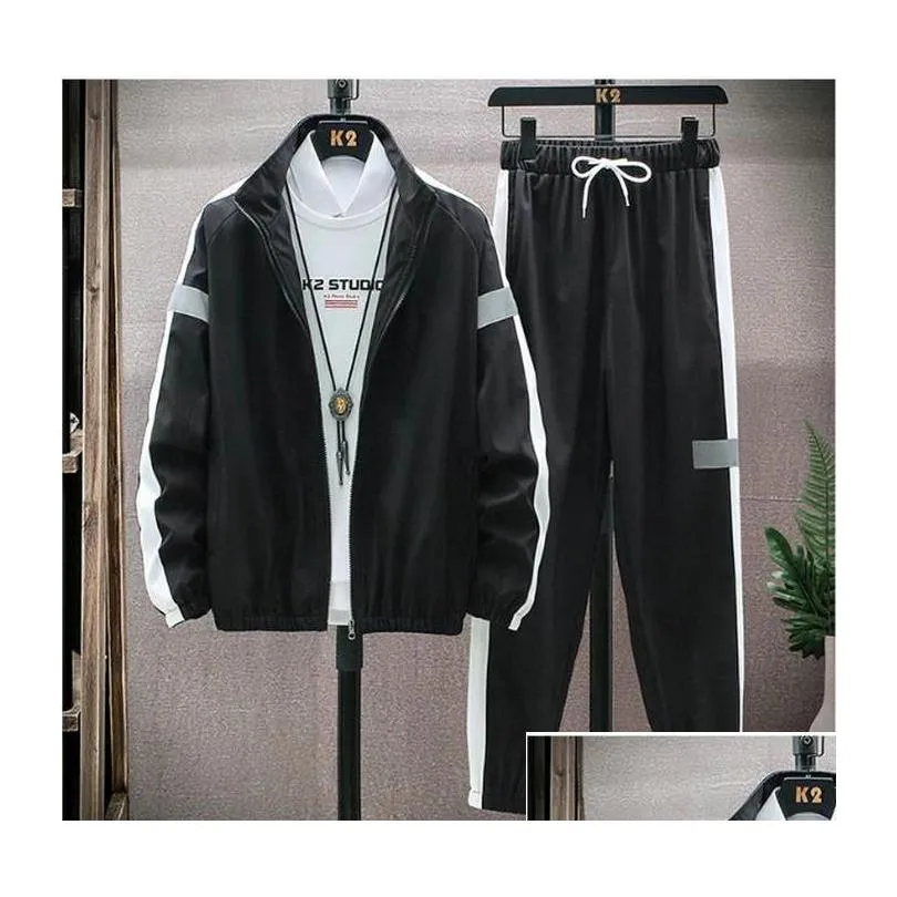 Men`S Tracksuits Men Tracksuit Two Piece Set 2022 Brand Mens Sets Sportswear Spring Autumn Jacketaddpants Casual Sports Suit Clothing Dh8Jm