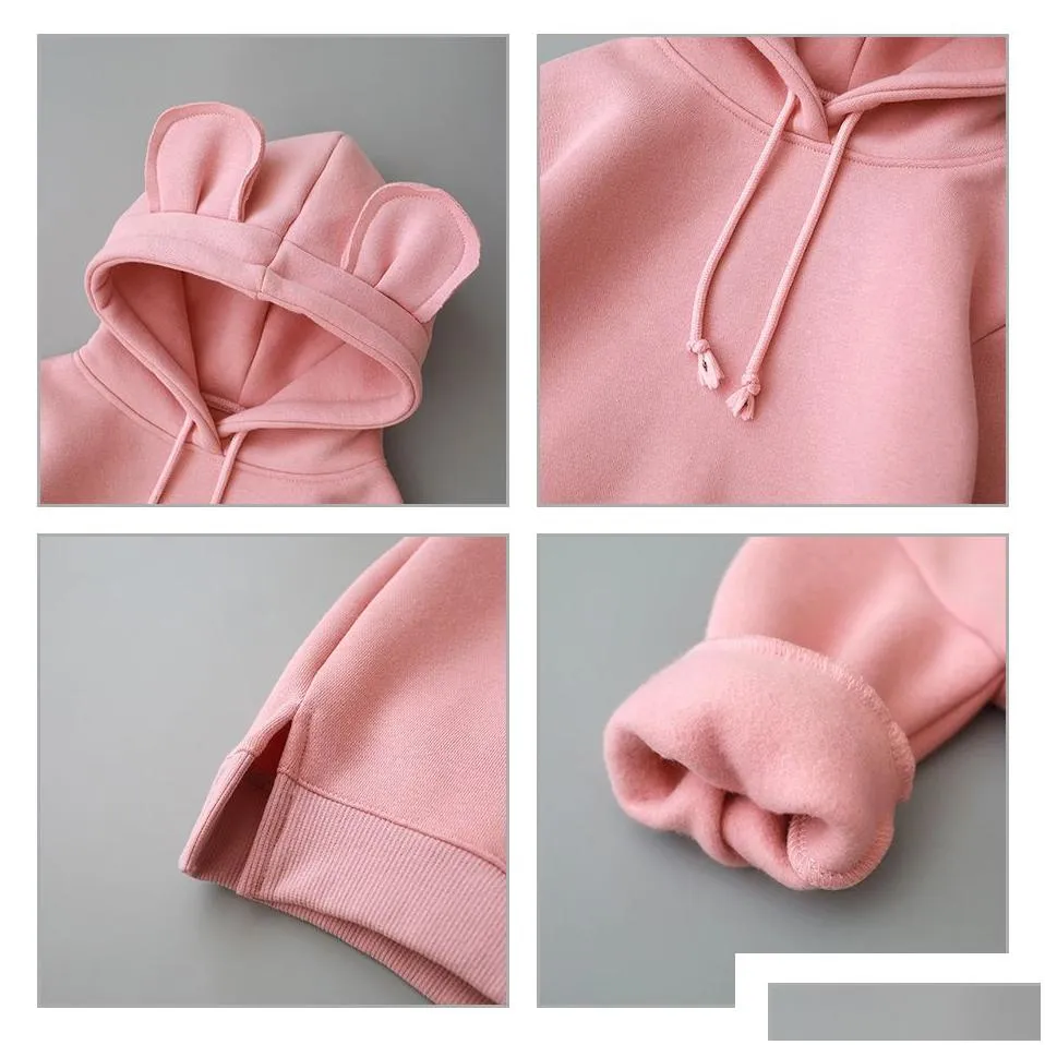 Pullover PinkGreyYellowGreenBurgundy Hoodie for Kids Autumn Winter Warm Sweater Fashion Boys and Girls Costume 220922