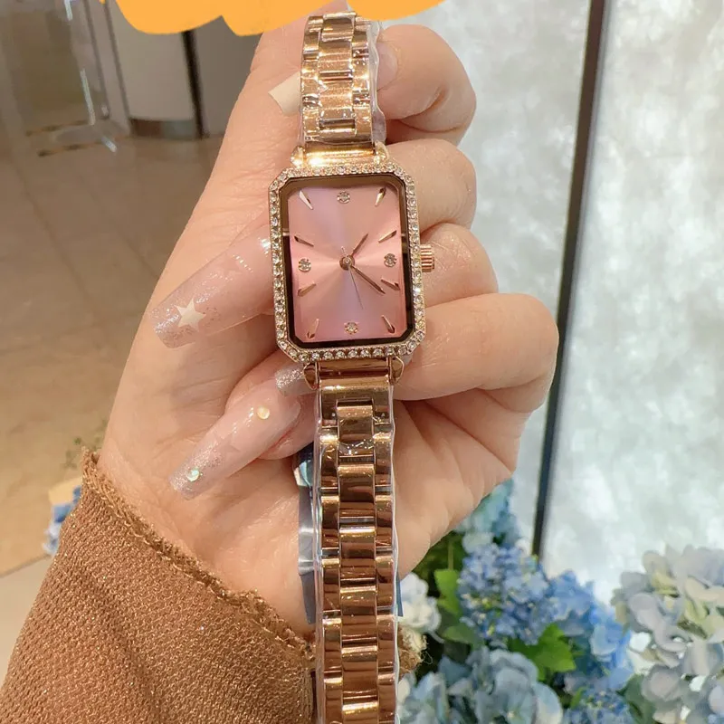 dress luxury lady watch Top brand Stainless Steel band womens Wristwatches rectangle dial diamond designer watches for women Mother's Day Christmas birthday Gift