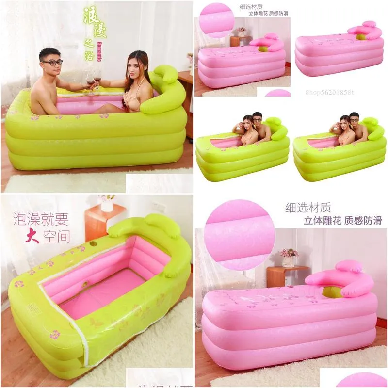 Bathing Tubs & Seats 256 Inflatable Bathtub Folding Adult Household Whole Body Double Mandarin Duck Large Portable Plastic