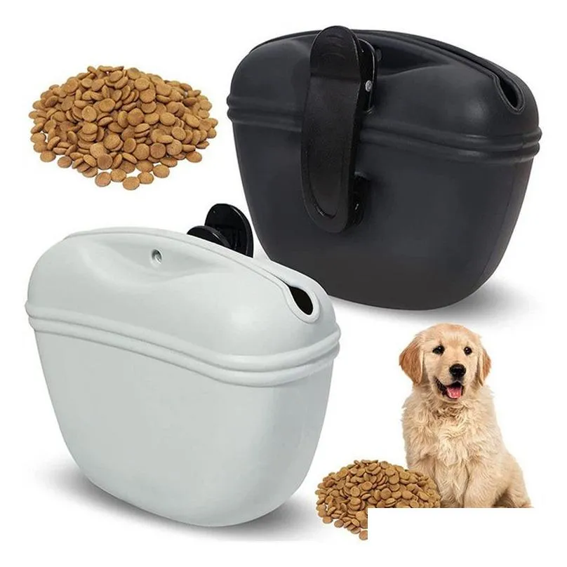 Silicone Dog Treat Pouch-Small Pet Training Bag-Portable Dog Treat Bag for Leash with Magnetic Closure and Waist Clip