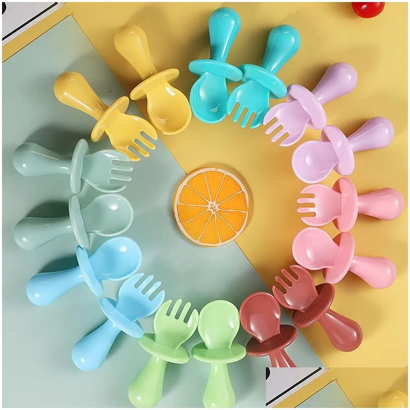 2022 DHL 2-Pack Food Grade Spoon and Fork Set Training with Toddler Infant Feeding Independently