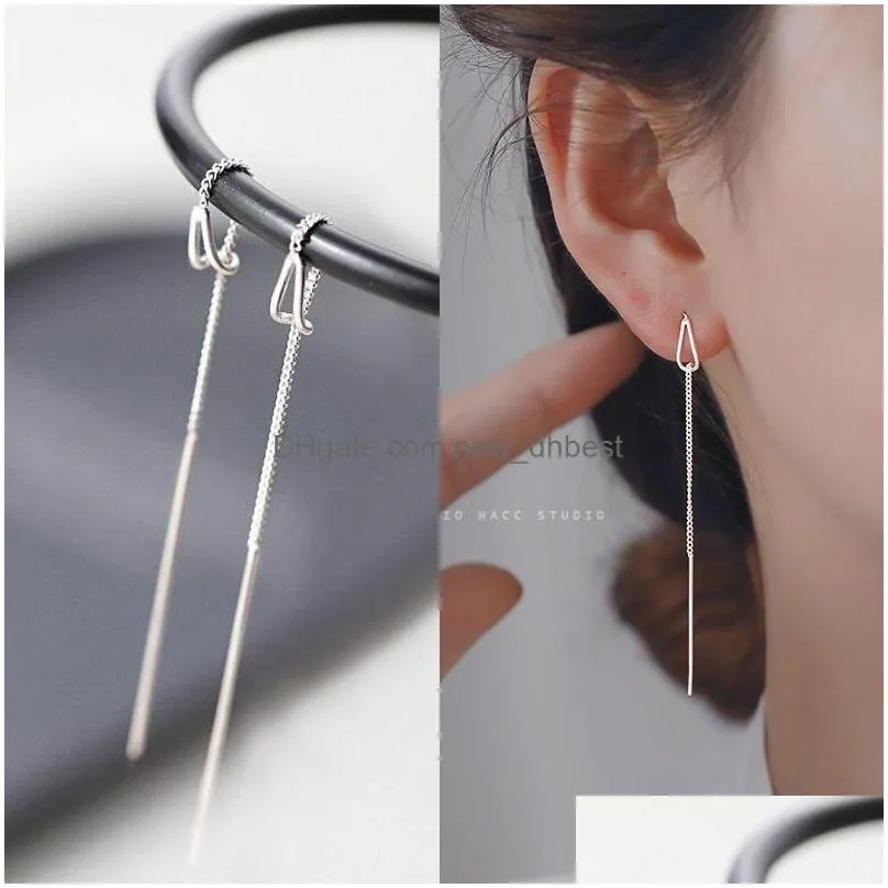 Dangle & Chandelier Fashion Long Wire Tassel Thread Chain Earring Climb Star Heart Beads Pendants Drop Earrings Womens Straight Hangin Dhck5