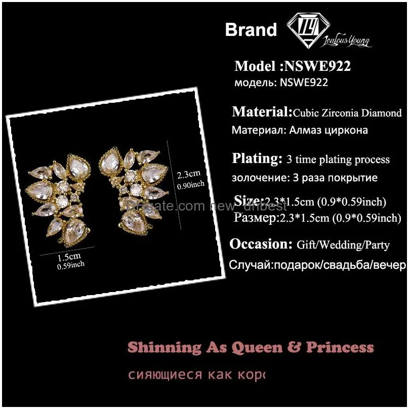 Stud Cute Sier Color Statement Flower Stud Earrings Jewelry With Cz Zirconia Crystal Ear For Women Wedding Gift Drop Delivery Jewelry Dhwwo