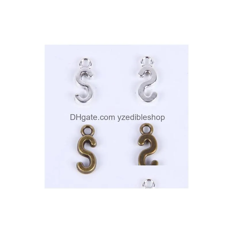 2015 fashion antique silver copper plated metal alloy selling a-z alphabet letter s charms floating 1000pcs lot 019x267m
