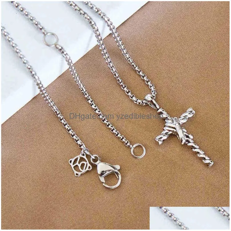 dy cross double x necklaces thread pendant classic necklace button259l