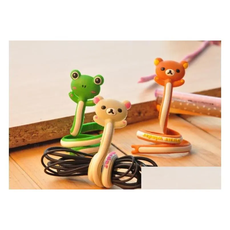 Cartoon buttoned Animals Fixed Line Clamp Cable Wire Organizer Clip Tidy Cord Holder Bobbin Winder Kids Eeducational Toy