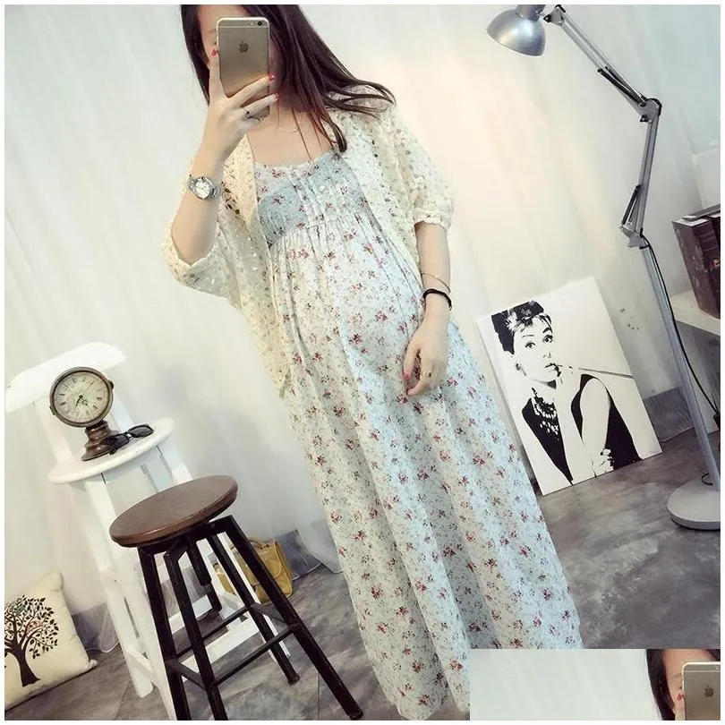 Maternity Dresses Summer Mama Love Clothes Long Sling Cotton Pregnant Dress Pregnancy For Women
