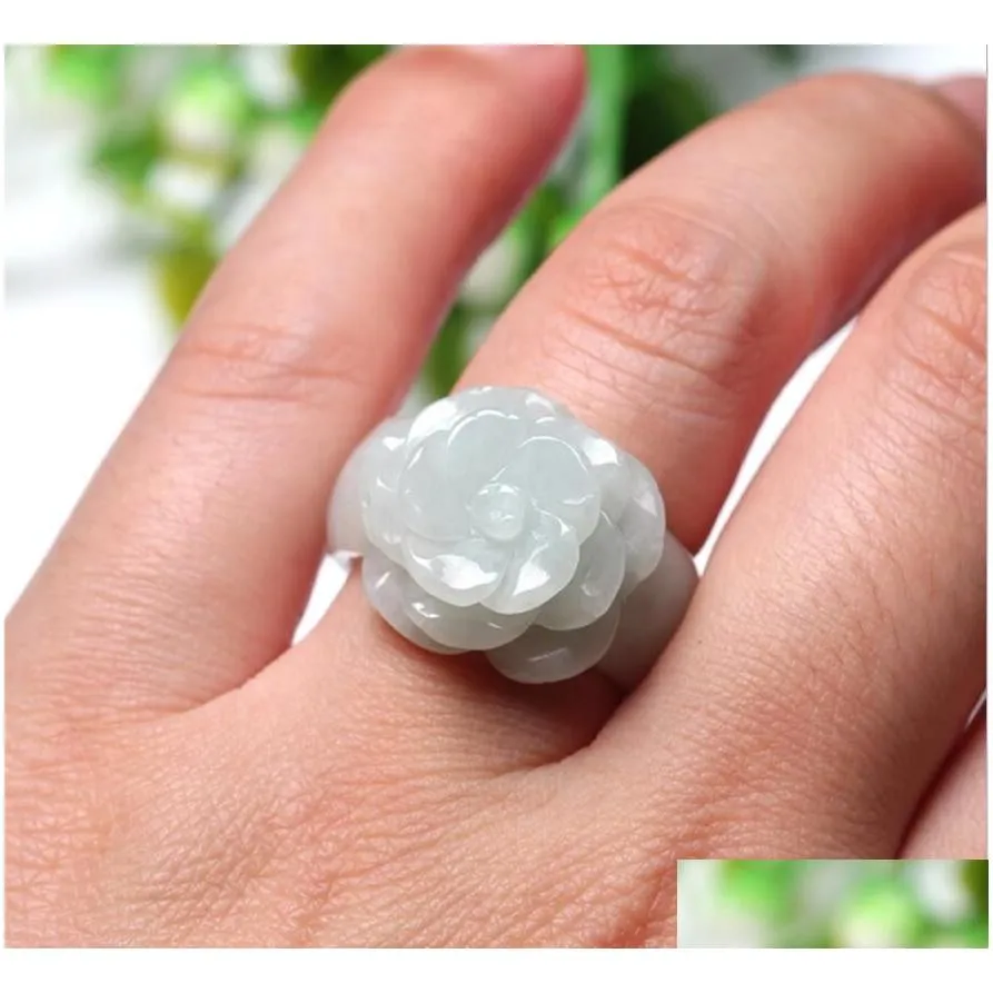 emerald flower jade ring womens flower blossom violet peony flower ring a