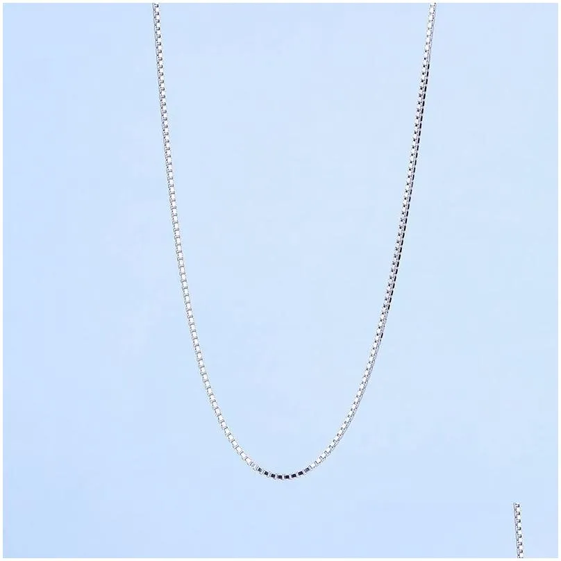 Chains S925 Sterling Sier Long Box Chain Necklace For Women Gold Rose Color Diy Jewelry Handmade Accessories 50 55 60Cm Drop Delivery Dhz2L