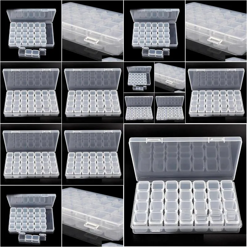 Watch Boxes & Cases Watch Boxes Cases Slots Clear Plastic Empty Nail Art Decoration Storage Case Box Glitter Rhinestone Beads Accessor Dhlgl