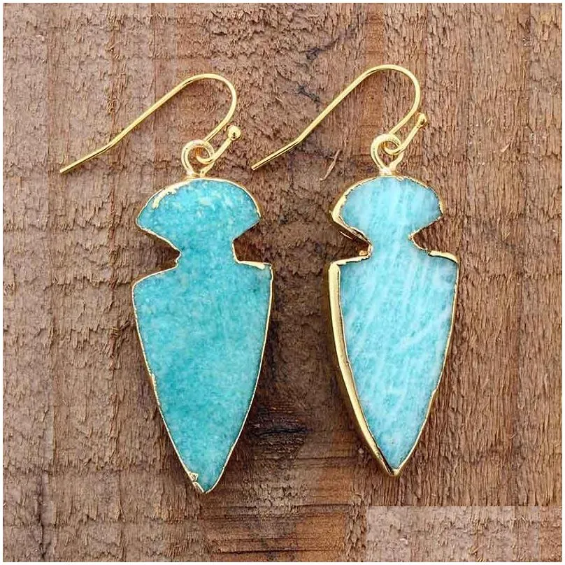 dangle chandelier fashion bold arrowhead earrings women amazonite drop earring elegant costume jewelry art gifts dropshipdangle