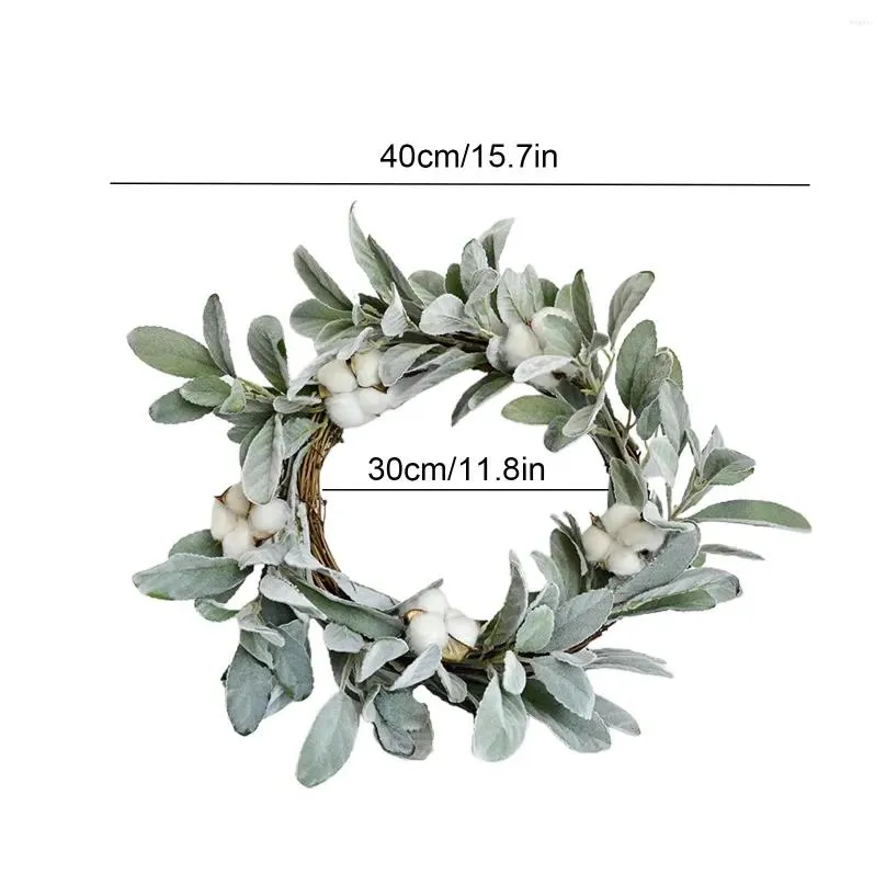 Decorative Flowers Simulation Wall Hanging Wreath Artificial Flocking Ear Leaf Garland Festival Party Home DIY Pendant Decoration