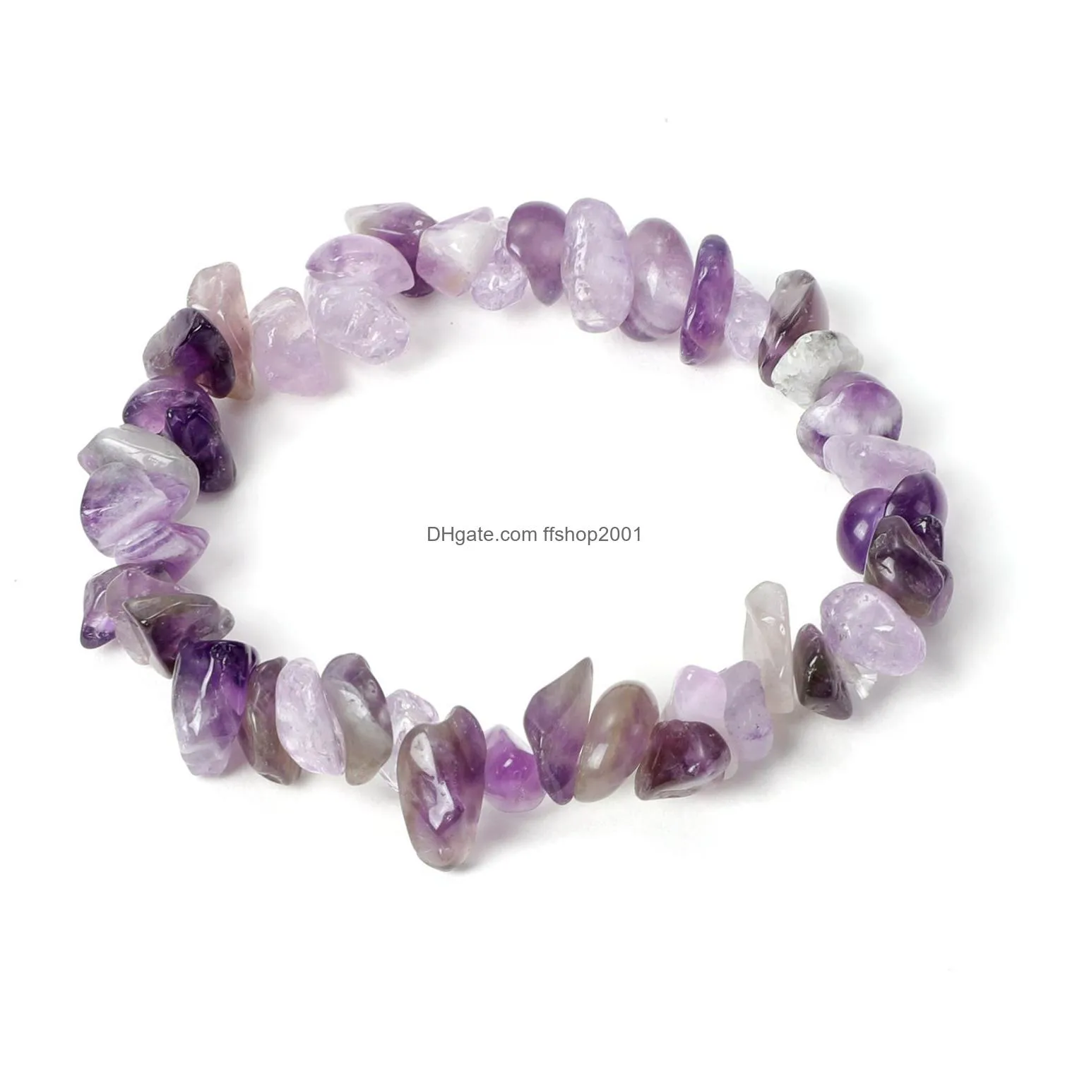 natural gem stone bracelet irregular fluorite crystal stretch chip beads nuggets bracelets bangles quartz wristband for women