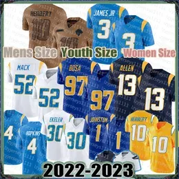 Quentin Johnston Derwin James Jr. Football Jerseys 10 Justin Herbert ``Chargers``Khalil Mack Joey Bosa Keenan Allen Dustin Hopkins Austin Ekeler S01