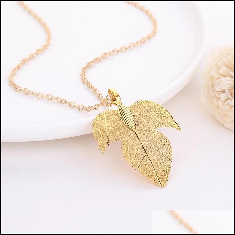 Pendant Necklaces Leaf Necklace Maxi Jewelry Sweater Coat Long Chokeres Ladies Girls Special Leaves Pendants Drop Delivery Dhgkc
