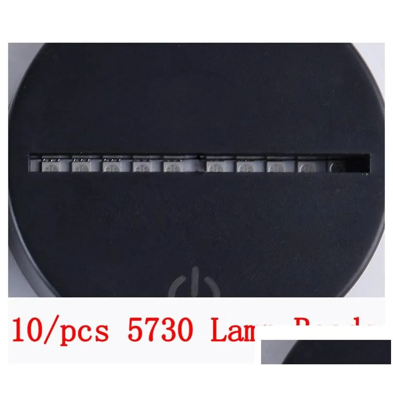 3d led lamp base 7 color touch switch leds lights 4mm acrylic panel optical illusion light battery or dc 5v usb