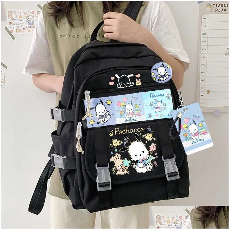 Backpacks Kids Backpack Kawaii Sanrioed Kuromi My Melody Cinnamoroll Cute Cartoon Large Capacity Backpacks Student School Bag Drop Del Dhdbs