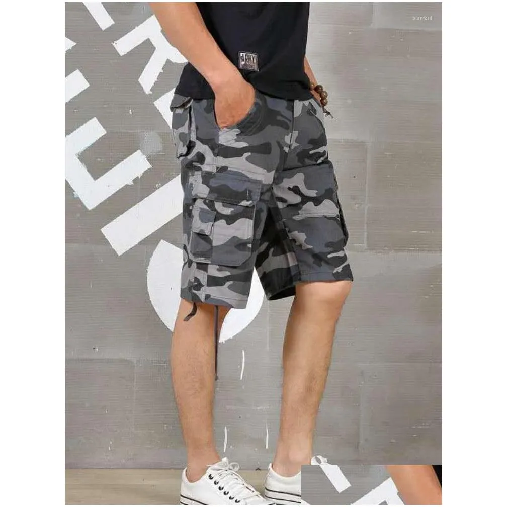 mens pants 2023 summer mens baggy multi pocket military shorts hombre cargo loose breeches male long camouflage bermuda capris