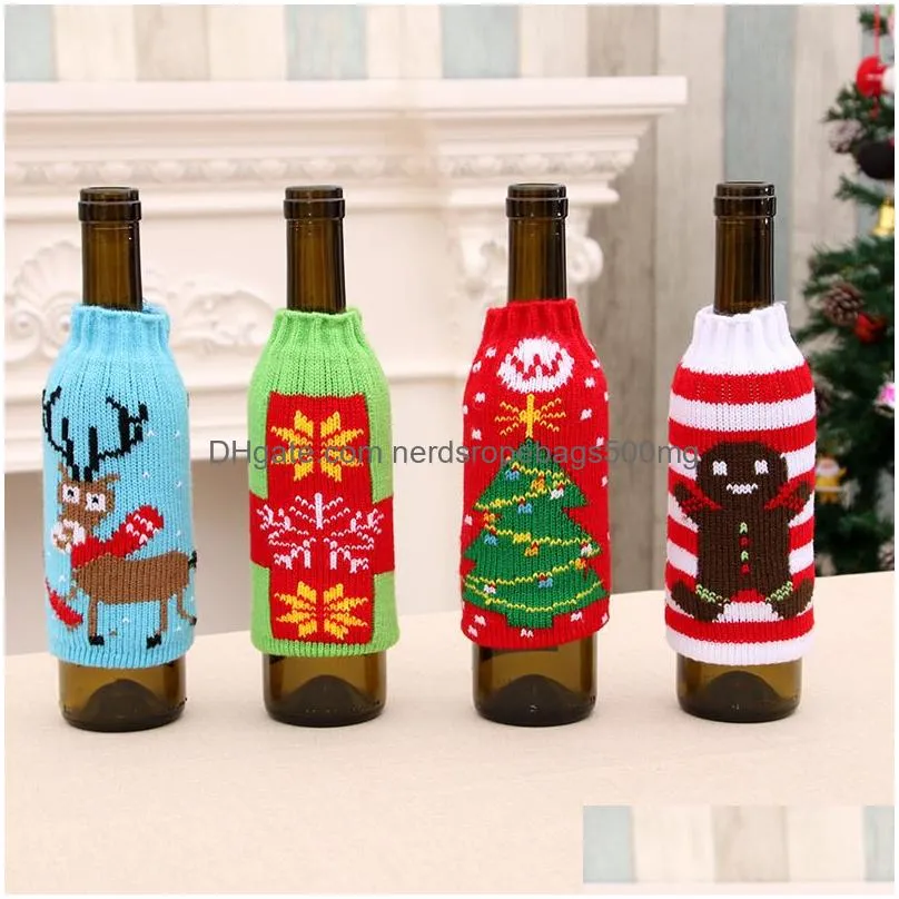 Christmas Decorations Christmas Home Supplies High Grade Knitted Beer Bottle Set Decoration Drop Delivery Home Garden Festive Party Su Dhefb