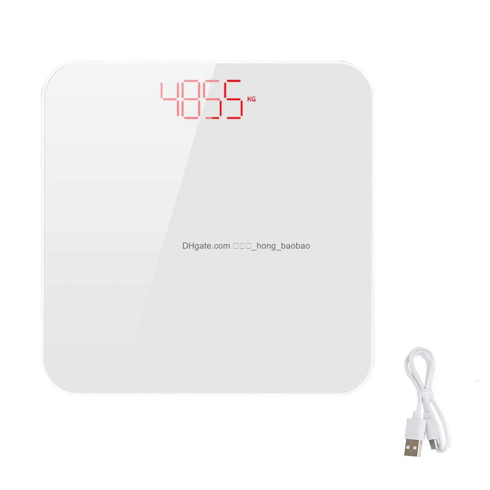 body weight scales lightweight home gym slim usb rechargeable 180kg tempered glass practical digital display universal bathroom scale