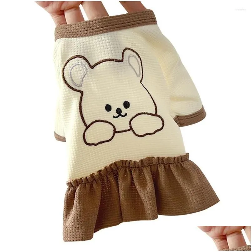 Dog Apparel Summer Dress Embroidered Bear Pet Costume  Chihuahua Clothing Soft Cat Outfit Accessories