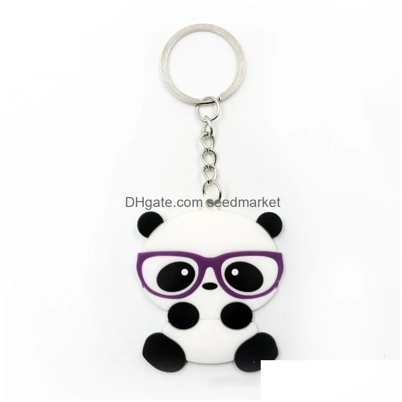 panda keychain men women jewelry silicone key ring party favor