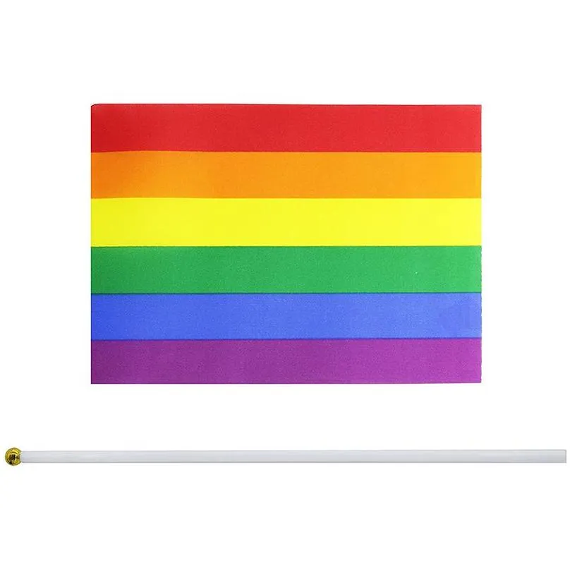 Banner Flags No. 8 Striped Gay Pink Rainbow Lgbt Flag 14X21 Print Same Pride Belt Pe Plastic Flagpole Hand Drop Delivery Home Garden F Dh89U