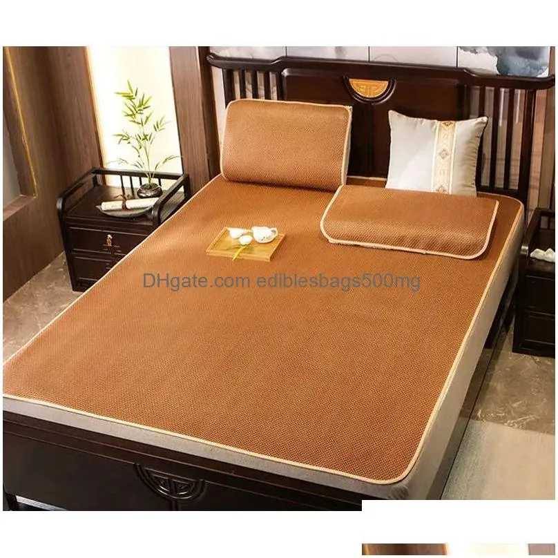 mattress pad yaapeet summer bamboo rattan mattress adult crib cool sleeping mat kit 180cm single double bed folding sheet bed protection pad