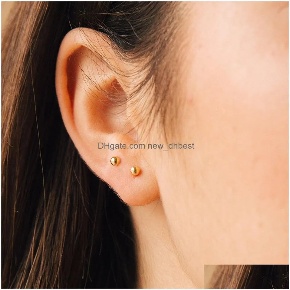 Stud M Ball Small Stud Earring For Women Simple Stainless Steel Earrings Set Fashion Jewelry Drop Delivery Jewelry Earrings Dhpqe