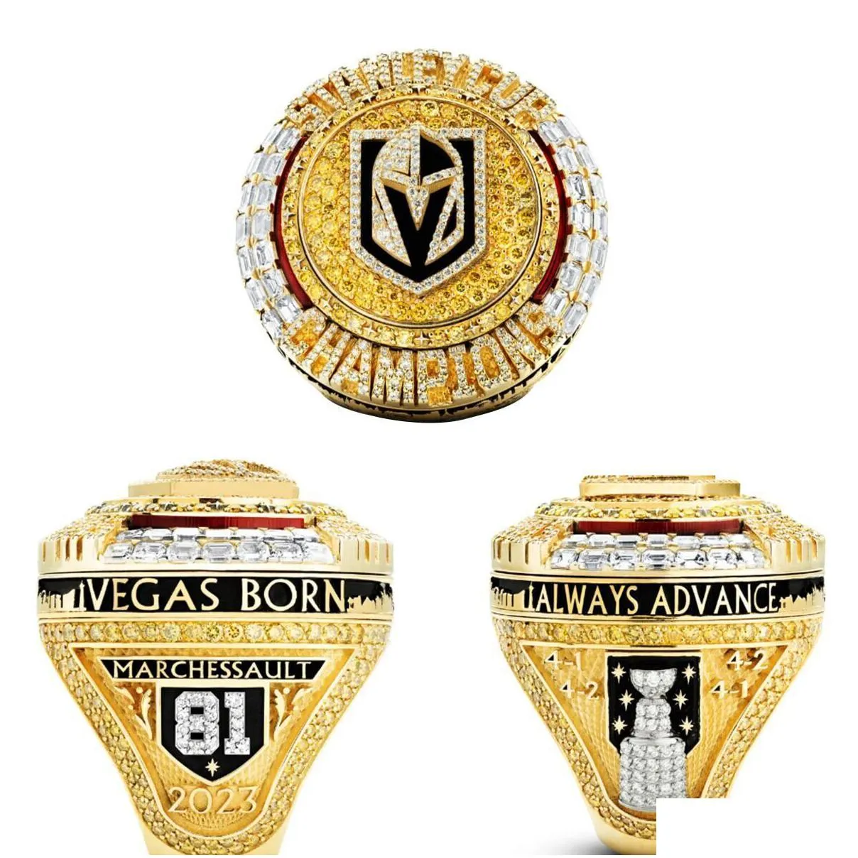 2022 2023 golden knights  cup team champions championship ring with wooden display box souvenir men fan gift can mix size place