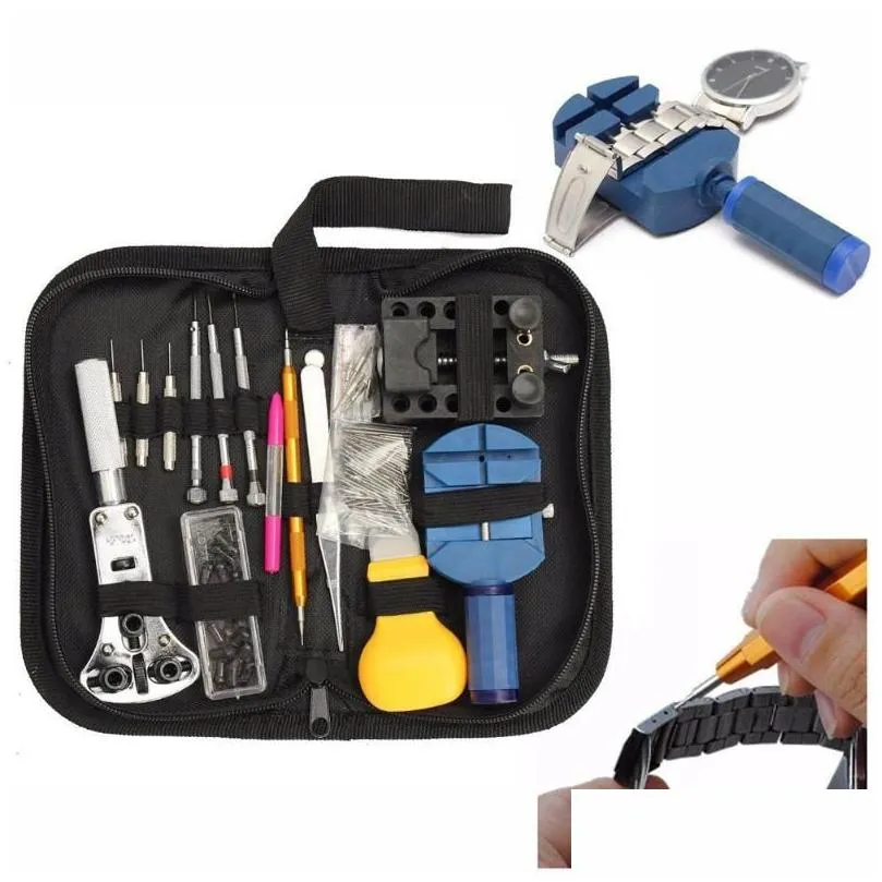 144pcs/set of repair table tools watch tools clock repair tool kit opener link pin remover set spring bar watchmaker