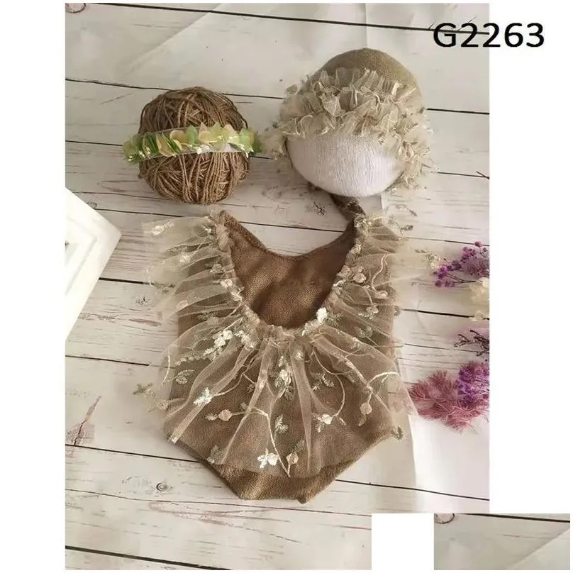Hotsell Caps Hats born Pography Props Hat Baby Lace Romper Bodysuits Outfit Pography Girl Dress Po Shoot Costume 230111